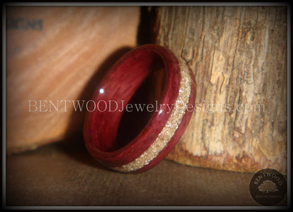 Bentwood Ring - Purpleheart Wood Ring with German Silver Glass Inlay handcrafted bentwood wooden rings wood wedding ring engagement
