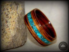 Bentwood Ring - Kingwood, Koa Wood and Chrysocolla Inlay handcrafted bentwood wooden rings wood wedding ring engagement