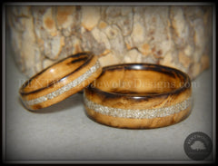 Bentwood Rings Set - "Smokies" Bethlehem Olivewood Wood Ring Set with Pure Glass Inlays handcrafted bentwood wooden rings wood wedding ring engagement