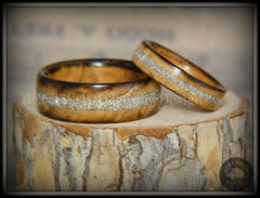 Bentwood Rings Set - "Smokies" Bethlehem Olivewood Wood Ring Set with Pure Glass Inlays handcrafted bentwood wooden rings wood wedding ring engagement