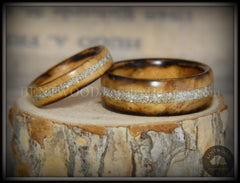 Bentwood Rings Set - "Smokies" Bethlehem Olivewood Wood Ring Set with Pure Glass Inlays handcrafted bentwood wooden rings wood wedding ring engagement