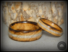 Bentwood Rings Set - "Smokies" Bethlehem Olivewood Wood Ring Set with Pure Glass Inlays handcrafted bentwood wooden rings wood wedding ring engagement