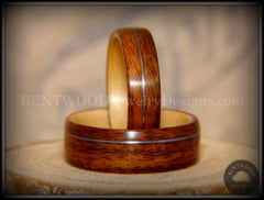 Bentwood Rings Set - S. American Rosewood and N. American Maple with Silver Wire Inlays handcrafted bentwood wooden rings wood wedding ring engagement
