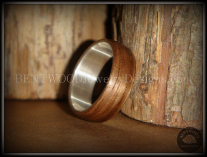 Bentwood Ring - American Walnut Wood Ring with Wide Fine Silver Core handcrafted bentwood wooden rings wood wedding ring engagement
