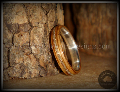 Bentwood Ring - Zebrawood Ring with Fine Silver Core and Silver Glass Inlay