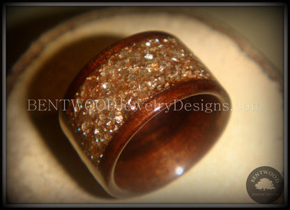 Bentwood Ring - Macassar Ebony Wood Ring with Bronze Glass Inlay handcrafted bentwood wooden rings wood wedding ring engagement