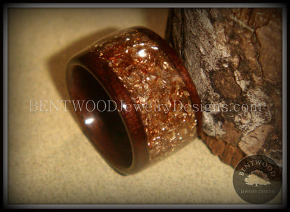 Bentwood Ring - Macassar Ebony Wood Ring with Bronze Glass Inlay handcrafted bentwood wooden rings wood wedding ring engagement