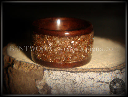 Bentwood Ring - Macassar Ebony Wood Ring with Bronze Glass Inlay handcrafted bentwood wooden rings wood wedding ring engagement