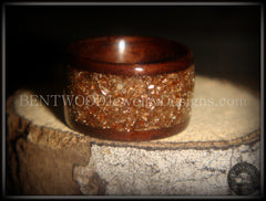 Bentwood Ring - Macassar Ebony Wood Ring with Bronze Glass Inlay handcrafted bentwood wooden rings wood wedding ring engagement