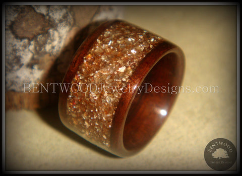 Bentwood Ring - Macassar Ebony Wood Ring with Bronze Glass Inlay