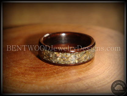 Bentwood Ring - Macassar Ebony Wood Ring with Canadian Beach Sand Inlay handcrafted bentwood wooden rings wood wedding ring engagement