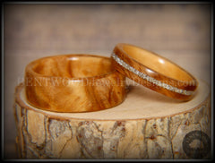 Bentwood Rings Set - Bethlehem Olivewood Wood Ring Set with Silver Glass Inlay handcrafted bentwood wooden rings wood wedding ring engagement