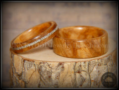 Bentwood Rings Set - Bethlehem Olivewood Wood Ring Set with Silver Glass Inlay handcrafted bentwood wooden rings wood wedding ring engagement