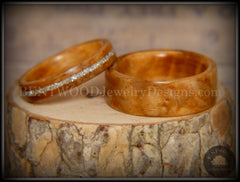 Bentwood Rings Set - Bethlehem Olivewood Wood Ring Set with Silver Glass Inlay handcrafted bentwood wooden rings wood wedding ring engagement