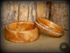 Bentwood Rings Set - Bethlehem Olivewood Wood Ring Set with Silver Glass Inlay handcrafted bentwood wooden rings wood wedding ring engagement