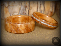 Bentwood Rings Set - Bethlehem Olivewood Wood Ring Set with Silver Glass Inlay handcrafted bentwood wooden rings wood wedding ring engagement