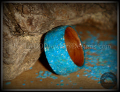 Bentwood Ring - Australian Red Gum Wood Ring with Full Turquoise Mother of Pearl Inlay handcrafted bentwood wooden rings wood wedding ring engagement