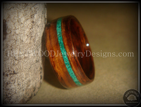 Bentwood Ring - Rosewood Wood Ring with Offset Malachite Inlay