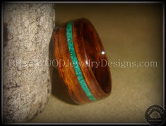 Bentwood Ring - Rosewood Wood Ring with Offset Malachite Inlay handcrafted bentwood wooden rings wood wedding ring engagement