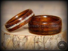 Bentwood Rings Set - "Classic Couple" Rosewood Ring Set with Glass Inlay handcrafted bentwood wooden rings wood wedding ring engagement