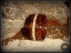 Bentwood Ring - Rosewood with Hawaiian Beach Sand Inlay handcrafted bentwood wooden rings wood wedding ring engagement