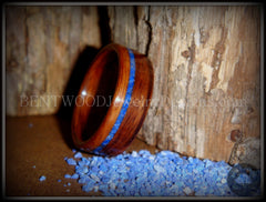 Bentwood Ring - Santos Rosewood Wooden Ring with Offset Blue Lapis Inlay handcrafted bentwood wooden rings wood wedding ring engagement