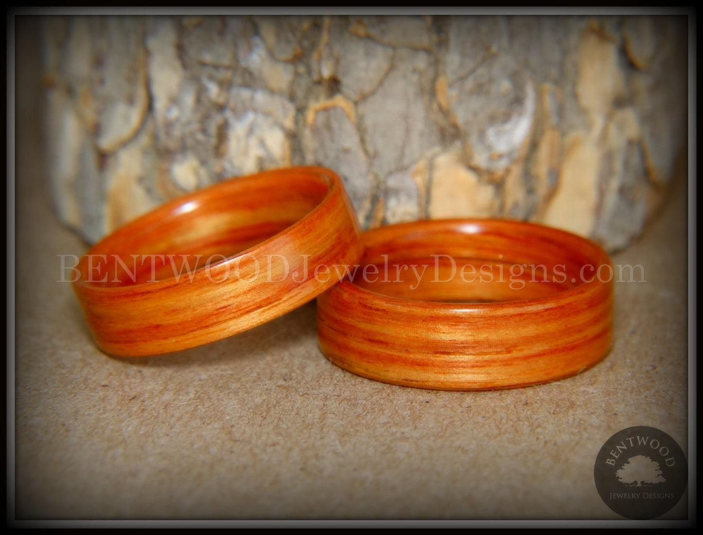 Bentwood Rings Set - "Tennessee Tulip Pair" Classic Tulipwood handcrafted bentwood wooden rings wood wedding ring engagement
