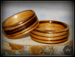 Bentwood Rings Set - "Zebrawood Pair" Classic Zebra Wood handcrafted bentwood wooden rings wood wedding ring engagement