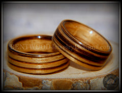 Bentwood Rings Set - "Zebrawood Pair" Classic Zebra Wood handcrafted bentwood wooden rings wood wedding ring engagement