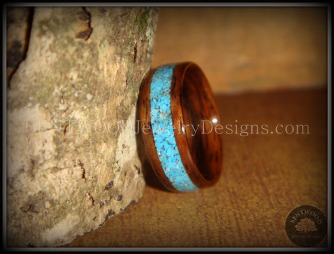 Bentwood Ring - E. Indian Rosewood Ring with Turquoise Inlay
