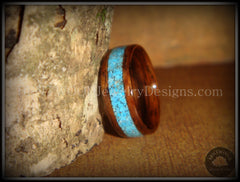 Bentwood Ring - E. Indian Rosewood Ring with Turquoise Inlay handcrafted bentwood wooden rings wood wedding ring engagement
