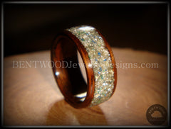 Bentwood Ring - Rosewood Wooden Ring with Silver, Green and Blue Glass Inlay handcrafted bentwood wooden rings wood wedding ring engagement