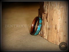 Bentwood Ring - Macassar Ebony Wood Ring and Chrysocolla Stone Inlay handcrafted bentwood wooden rings wood wedding ring engagement