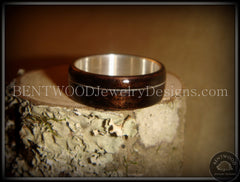 Bentwood Ring - Ebony Wood Ring with Wide Fine Silver Core and Thin Silver Guitar String Inlay handcrafted bentwood wooden rings wood wedding ring engagement