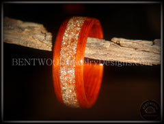 Bentwood Ring - African Padauk Wood Ring with German Silver and Copper Glass Inlay handcrafted bentwood wooden rings wood wedding ring engagement