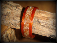 Bentwood Ring - African Padauk Wood Ring with German Silver and Copper Glass Inlay handcrafted bentwood wooden rings wood wedding ring engagement