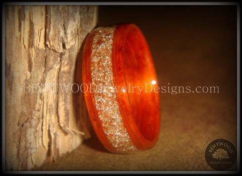 Bentwood Ring - African Padauk Wood Ring with German Silver and Copper Glass Inlay