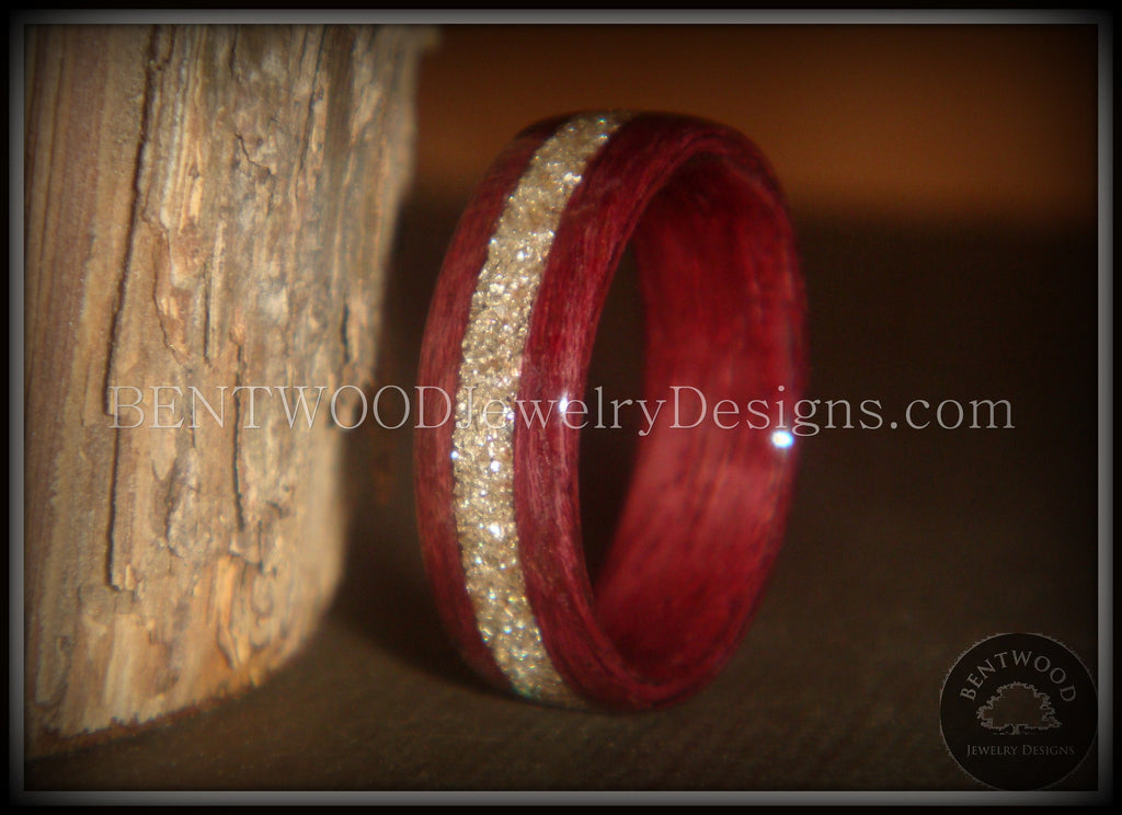 Bentwood Ring Purpleheart Wood Ring with German Silver Glass Inlay Bentwood Jewelry Designs Custom Handcrafted Bentwood Wood Rings