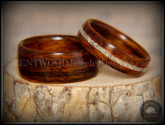 Bentwood Rings Set - "Classic Couple" Rosewood Ring Set with Glass Inlay handcrafted bentwood wooden rings wood wedding ring engagement