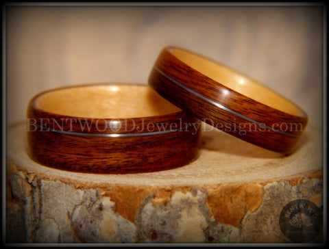 Bentwood Rings Set - S. American Rosewood and N. American Maple with Silver Wire Inlays