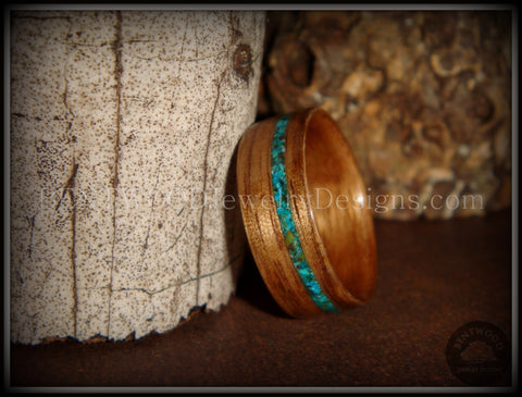 Bentwood Ring - American Walnut Wood Ring and Offset Chrysocolla Stone Inlay
