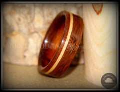 Bentwood Ring - S. American Rosewood with N. American Maple Inlay handcrafted bentwood wooden rings wood wedding ring engagement