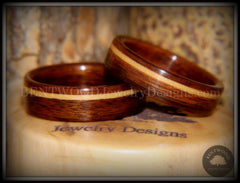 Bentwood Rings Set - South American Rosewood with American Maple Inlay handcrafted bentwood wooden rings wood wedding ring engagement