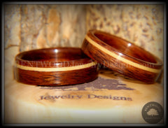 Bentwood Rings Set - South American Rosewood with American Maple Inlay handcrafted bentwood wooden rings wood wedding ring engagement