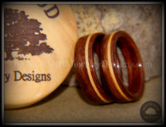 Bentwood Rings Set - South American Rosewood with American Maple Inlay handcrafted bentwood wooden rings wood wedding ring engagement