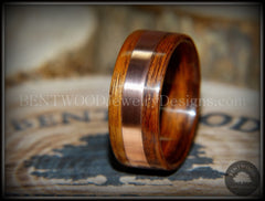 Bentwood Ring - Rosewood with Wide Copper Inlay handcrafted bentwood wooden rings wood wedding ring engagement