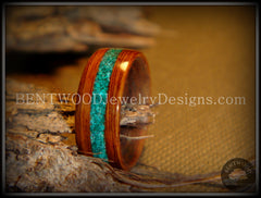 Bentwood Ring - Rosewood Ring with Malachite Inlay handcrafted bentwood wooden rings wood wedding ring engagement
