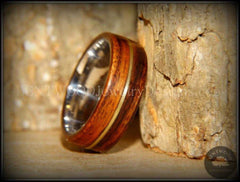 Bentwood Ring - "Acoustic" Rosewood Wood Ring Bronze Acoustic Guitar String Inlay on Surgical Grade Stainless Steel Comfort Fit Metal Core handcrafted bentwood wooden rings wood wedding ring engagement