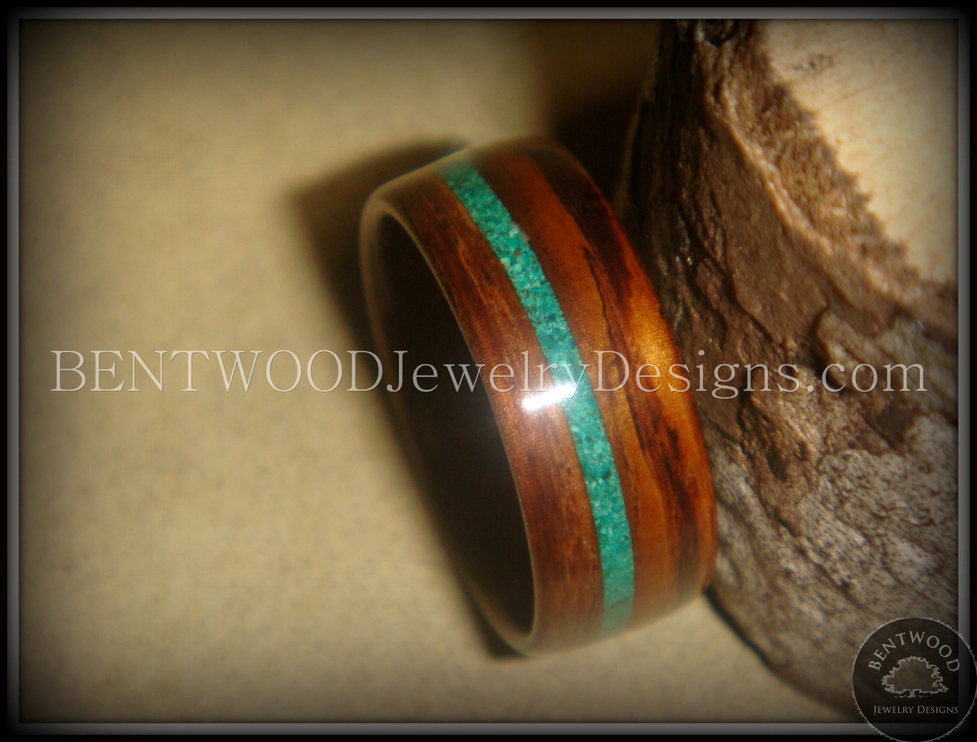 Bentwood Ring - Rosewood Wood Ring with Offset Malachite Inlay handcrafted bentwood wooden rings wood wedding ring engagement