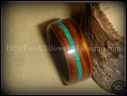 Bentwood Ring - Rosewood Wood Ring with Offset Malachite Inlay handcrafted bentwood wooden rings wood wedding ring engagement